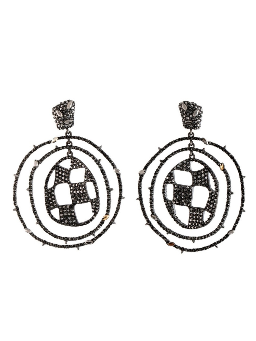 ALEXIS BITTAR Pavé Checkerboard Orbiting Post Drop Earrings